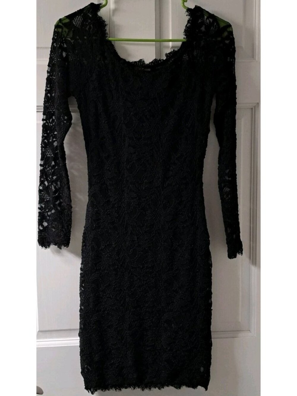 Black Lace Long Sleeve Bodycon Dress By Jump Apparel Size L - Picture 1 of 5